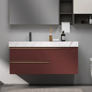 Red and White Bathroom Vanity